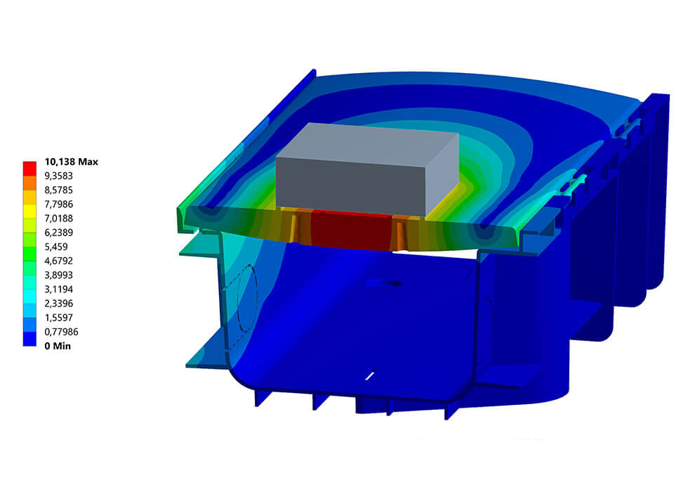 3D Ansicht des Kabelkanals während der Druckprüfung